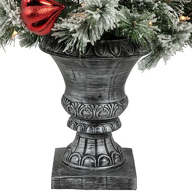 Northlight Pre-Lit Potted Snowy Bristle Pine Flocked Artificial Christmas Tree