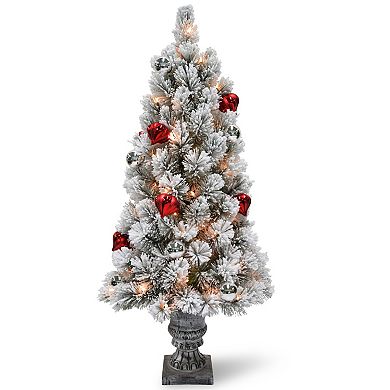 Northlight Pre-Lit Potted Snowy Bristle Pine Flocked Artificial Christmas Tree