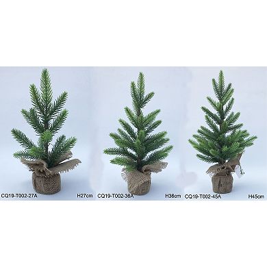 Northlight Mini Christmas Pine Artificial Christmas Trees with Burlap Base 3-piece Set