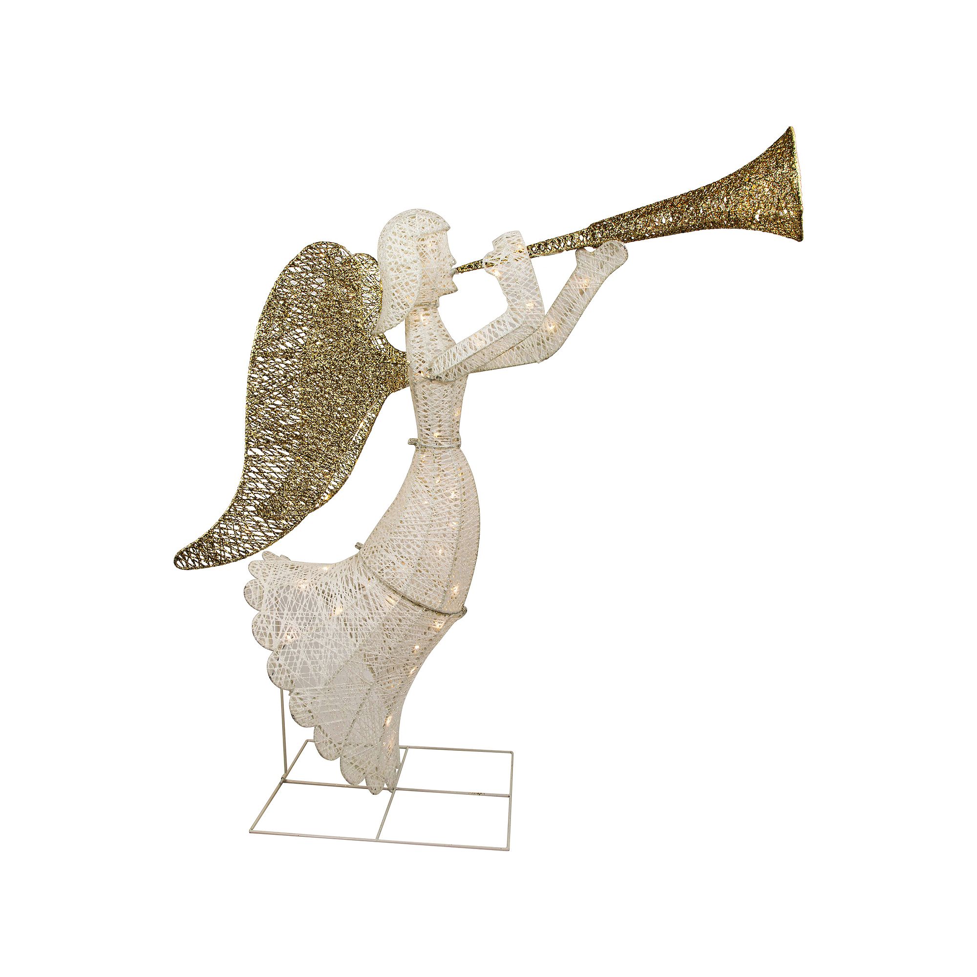Northlight LED Lighted Gold & Silver Trumpeting Angel Outdoor Christmas Dec
