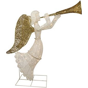 Northlight LED Lighted Gold & Silver Trumpeting Angel Outdoor Christmas Decoration
