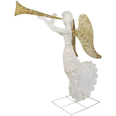 Northlight LED Lighted Gold & Silver Trumpeting Angel Outdoor Christmas Decoration