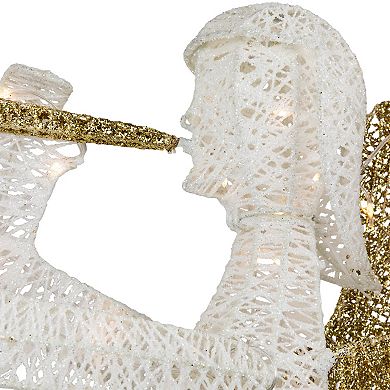 Northlight LED Lighted Gold & Silver Trumpeting Angel Outdoor Christmas Decoration
