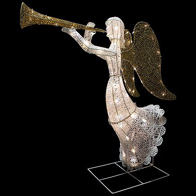 Northlight LED Lighted Gold & Silver Trumpeting Angel Outdoor Christmas Decoration