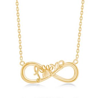 Argento Bella Infinity Love Paw Print Necklace