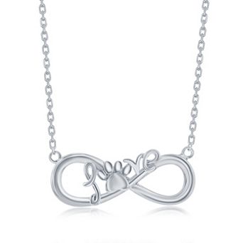 Argento Bella Infinity Love Paw Print Necklace