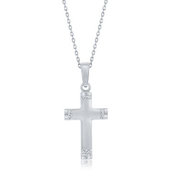 Argento Bella Sterling Silver Textured Cross Pendant Necklace