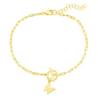 Argento Bella Butterfly Charm Paper Clip Toggle Bracelet