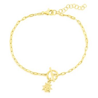 Argento Bella Ladybug Charm Paper Clip Chain Toggle Bracelet