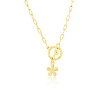Argento Bella Flower Paper Clip Chain Toggle Necklace