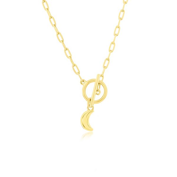 Ciondolo Luna Crescente In Argento Sterling Placcato Oro Rosa Con Catina - Collezione Crescent Luxenter, 8 Mm - copertina