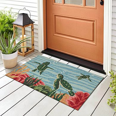 Liora Manne Swimming Baby Turtles Indoor / Outdoor Area Rug