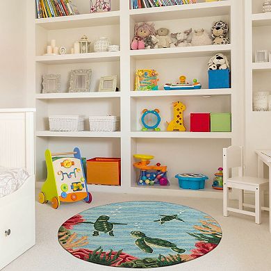 Liora Manne Swimming Baby Turtles Indoor / Outdoor Area Rug