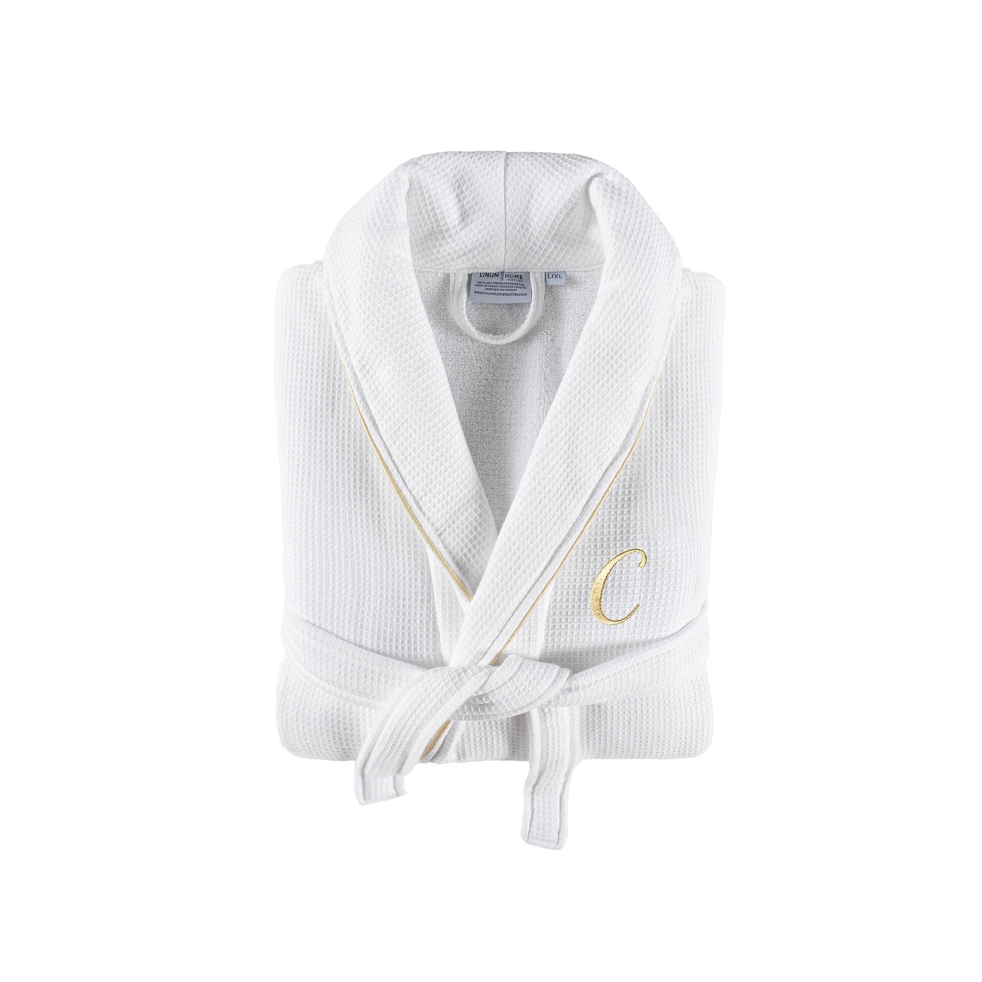 Linum Home Textiles Turkish Cotton Personalized Unisex Waffle Terry Bathrob