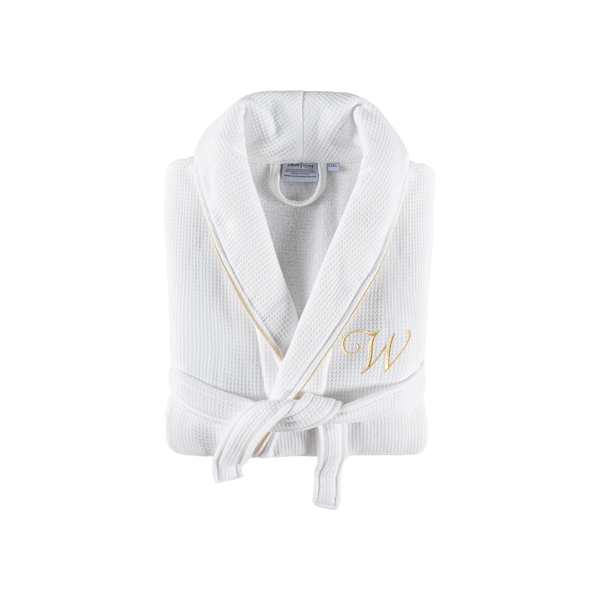 Linum Home Textiles Turkish Cotton Personalized Unisex Waffle Terry Bathrob