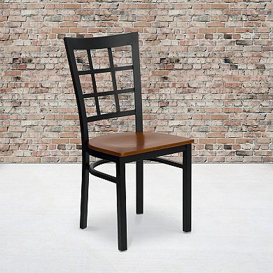 Emma And Oliver 2 Pack Window Back Metal Restaurant Chair