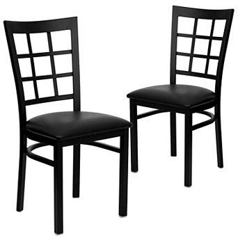 Emma And Oliver 2 Pack Window Back Metal Restaurant Chair