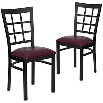 Emma And Oliver 2 Pack Window Back Metal Restaurant Chair