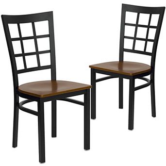 Emma And Oliver 2 Pack Window Back Metal Restaurant Chair