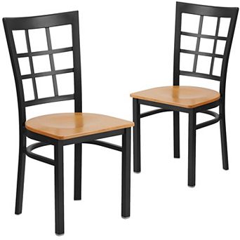 Emma And Oliver 2 Pack Window Back Metal Restaurant Chair