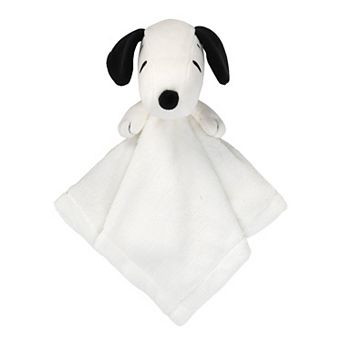 Lambs & Ivy Peanuts Snoopy Lovey White/black Plush Security Blanket