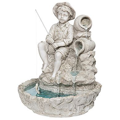 Little Fisherman At The Fishin' Hole Sculptural Fountain