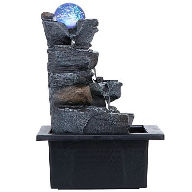 Spinning Orb Calming Tabletop Waterfall Fountain