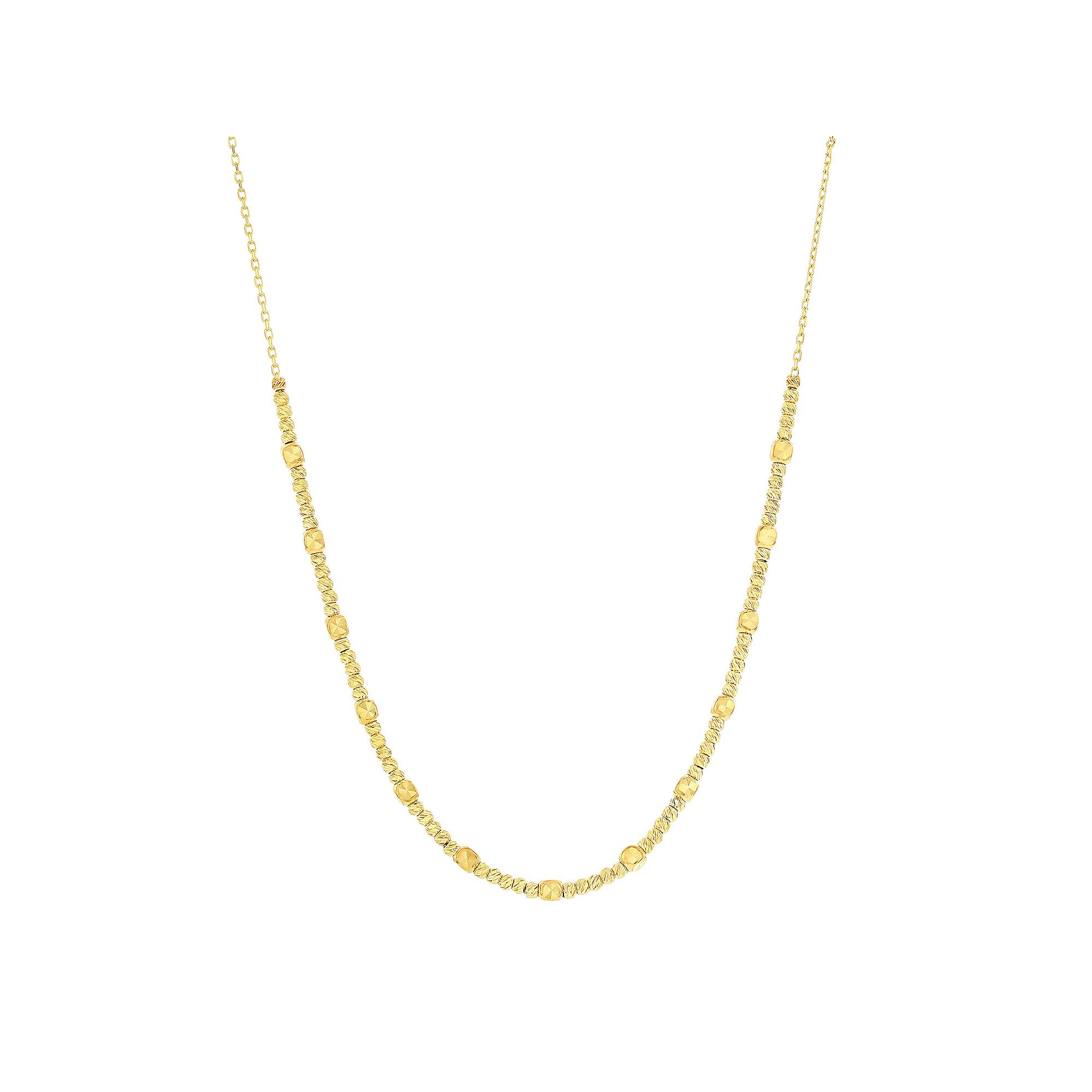Divine Gold 14k Gold Beaded Necklace, Womens, Size: 16-18 ADJ