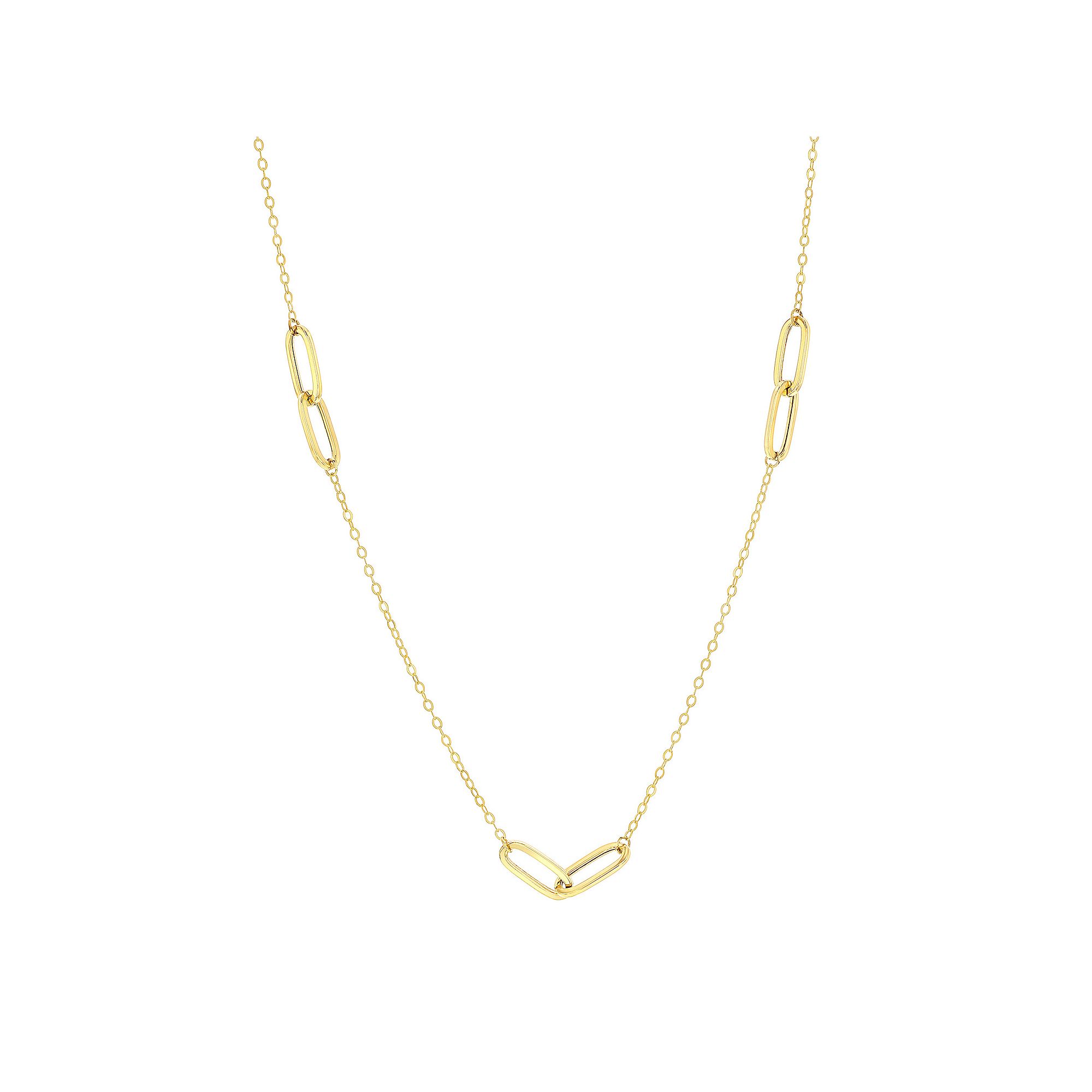 Divine Gold 14k Gold Paper Clip Chain Necklace, Womens, Size: 16-18 ADJ