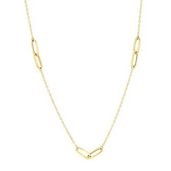 Divine Gold 14k Gold Paper Clip Chain Necklace