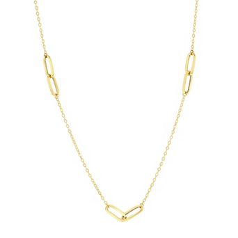 Divine Gold 14k Gold Paper Clip Chain Necklace