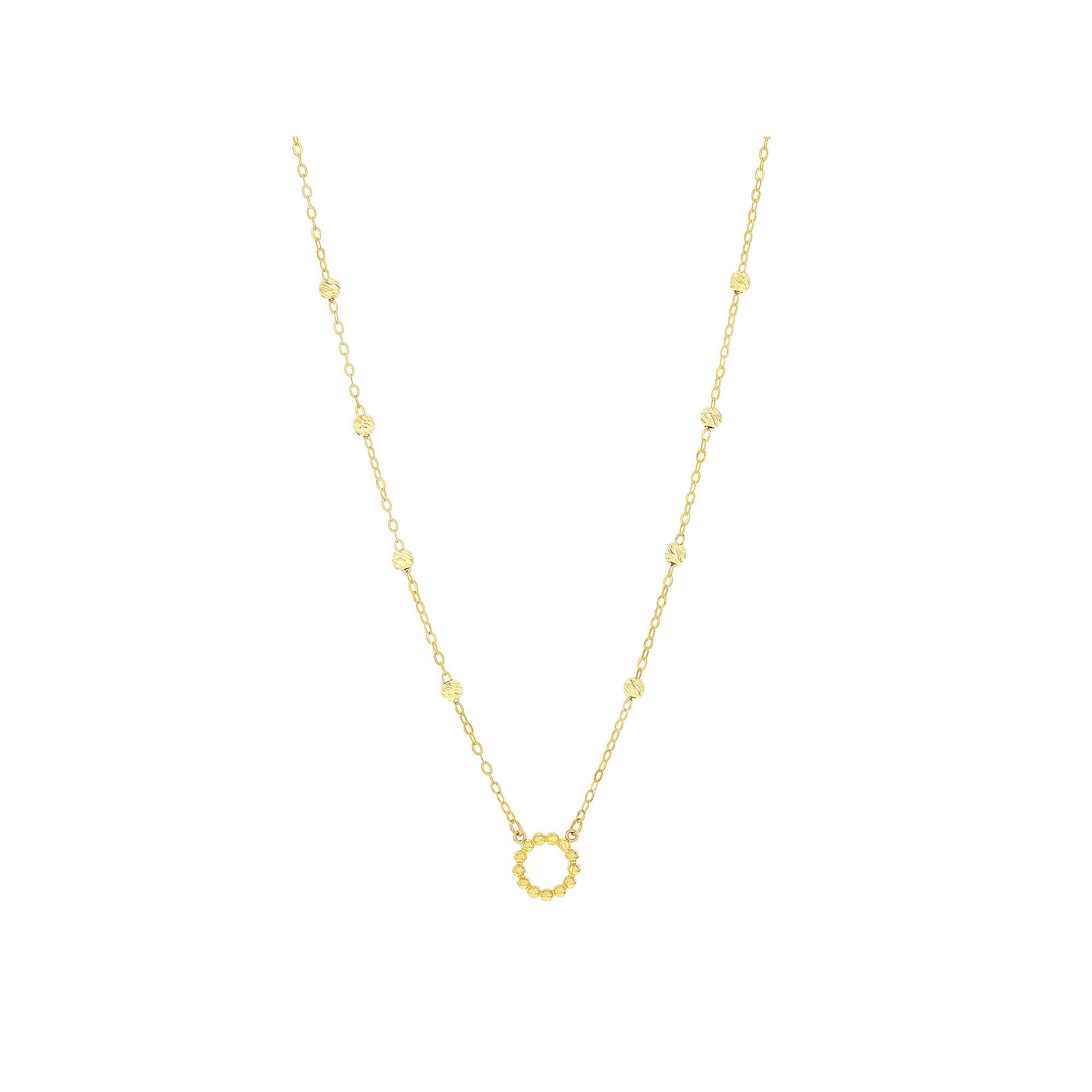 Divine Gold 14k Gold Circle Beaded Necklace, Womens, Size: 16-18 ADJ