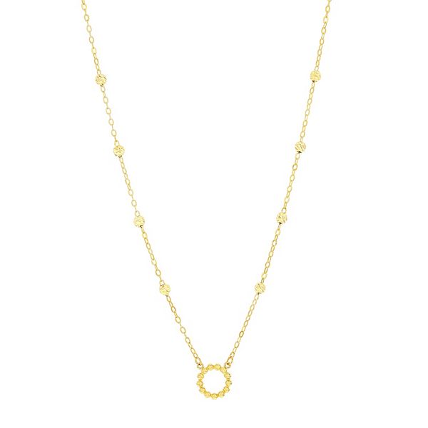 Divine Gold 14k Gold Circle Beaded Necklace