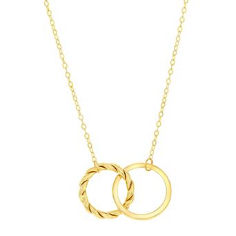 Divine Gold 14k Gold Rope & Polished Circle Necklace