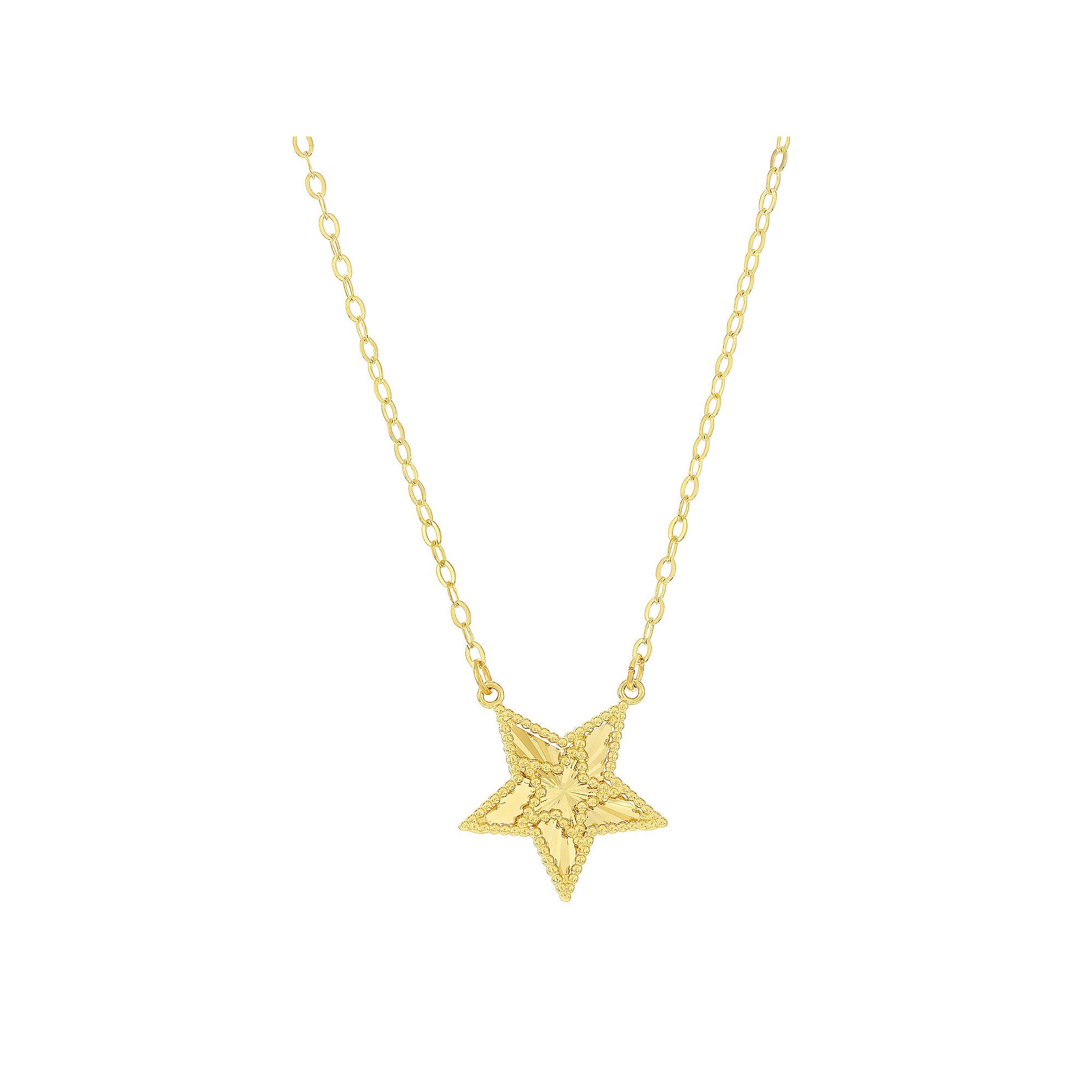 Divine Gold 14k Gold Bead Outline Star Necklace, Womens, Size: 16-18 AD