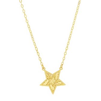 Divine Gold 14k Gold Bead Outline Star Necklace