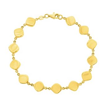 Divine Gold 14k Gold Double-Sided Diamond Cut Bracelet