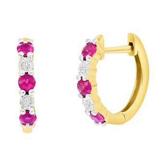 Divine Gold 14k Gold Gemstone & Diamond Accent Earrings