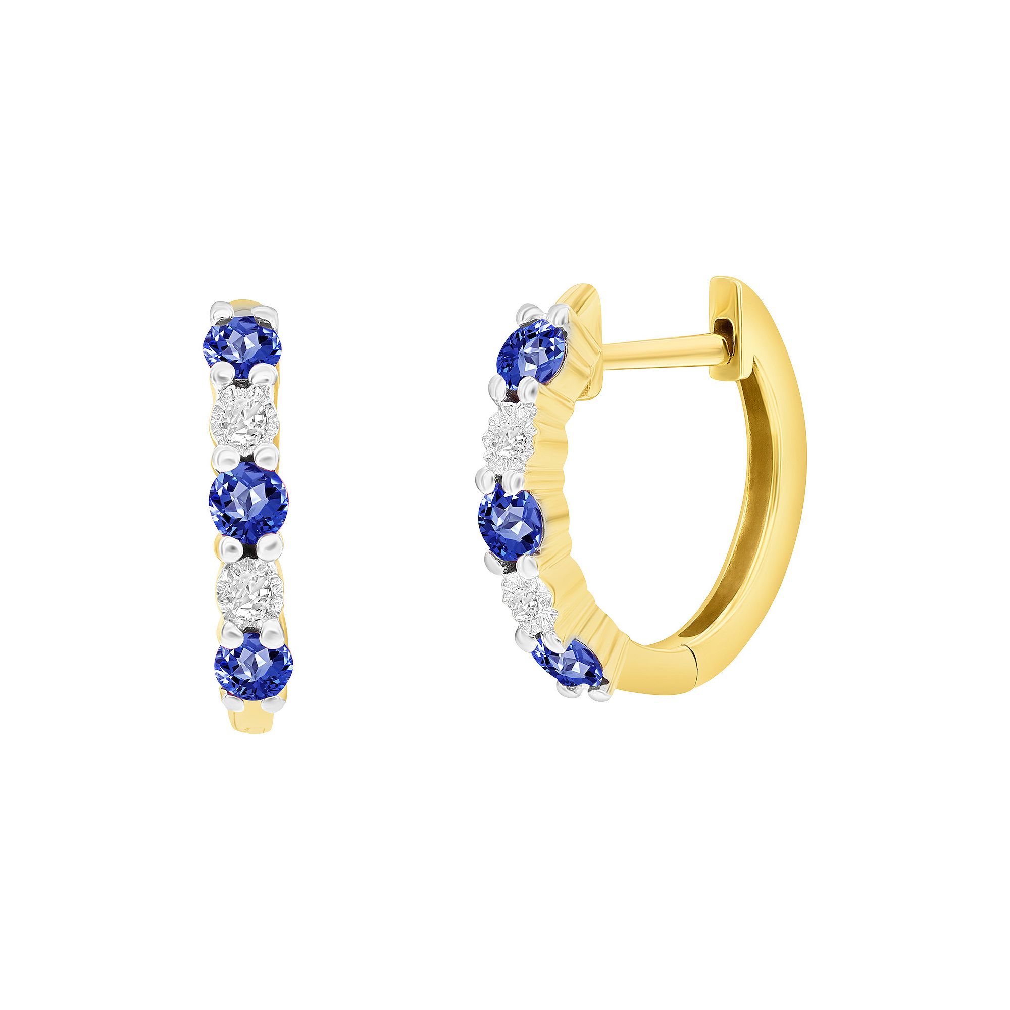 Divine Gold 14k Gold Gemstone & Diamond Accent Earrings, Womens, Blue