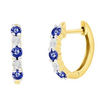 Divine Gold 14k Gold Gemstone & Diamond Accent Earrings