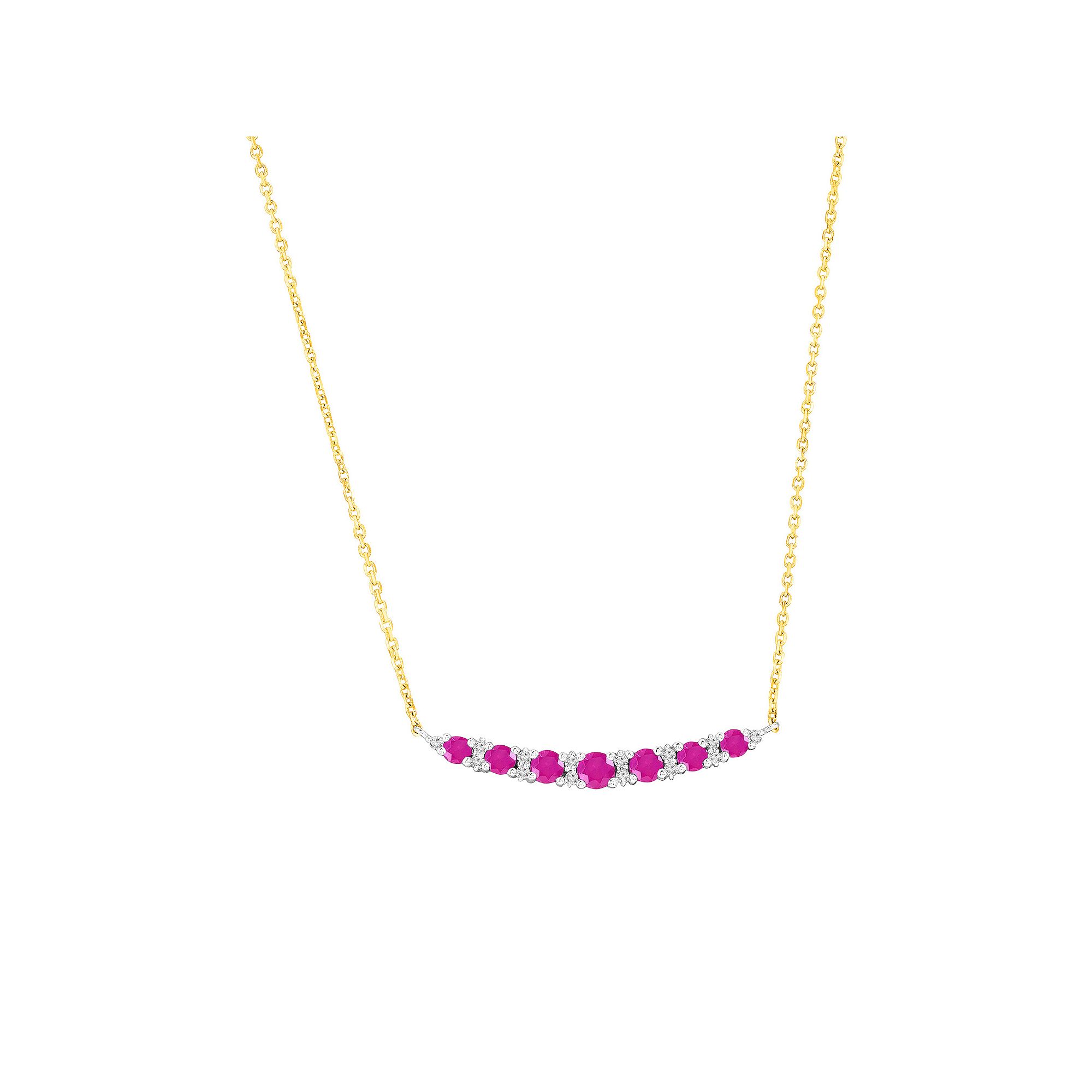Divine Gold 14k Gold Round Gemstone & Diamond Accent Necklace, Womens, Si