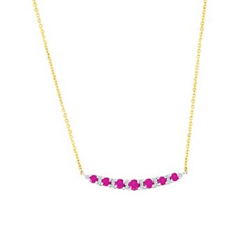 Divine Gold 14k Gold Round Gemstone & Diamond Accent Necklace