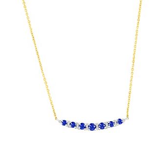 Divine Gold 14k Gold Round Gemstone & Diamond Accent Necklace