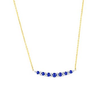 Divine Gold 14k Gold Round Gemstone & Diamond Accent Necklace