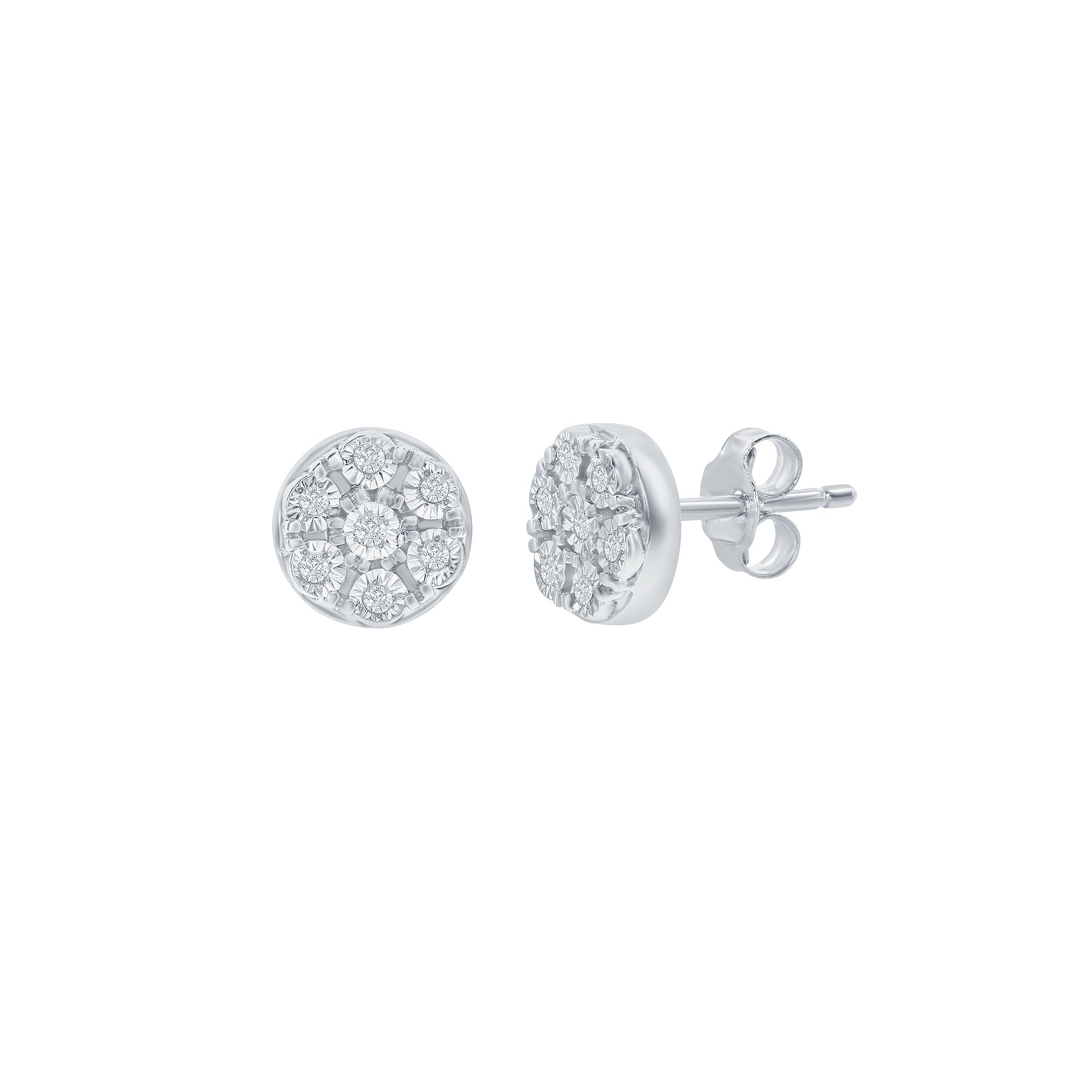 Divine Gold Sterling Silver Diamond Accent Cluster Stud Earrings, Womens