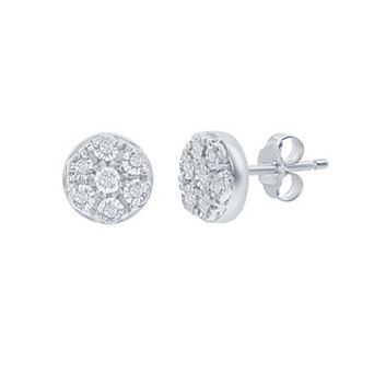 Divine Gold Sterling Silver Diamond Accent Cluster Stud Earrings