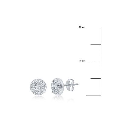 Divine Gold Sterling Silver Diamond Accent Cluster Stud Earrings