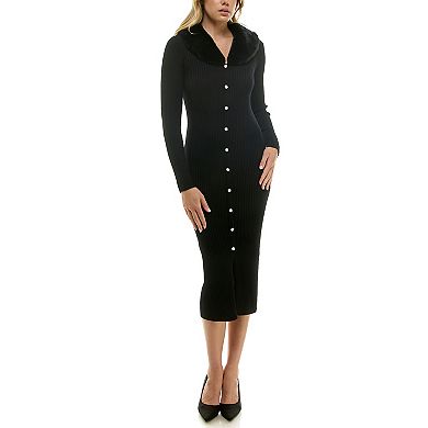 Women's Taylor Faux-Fur Collar Sweater Dress