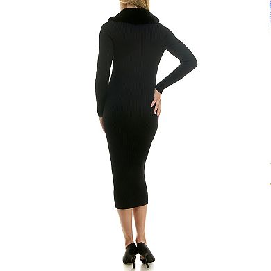 Women's Taylor Faux-Fur Collar Sweater Dress