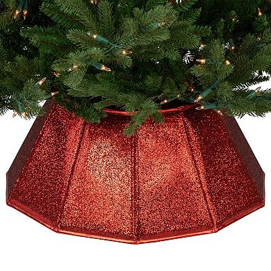 Northlight Glittery Red Fabric Hexagonal Christmas Tree Collar